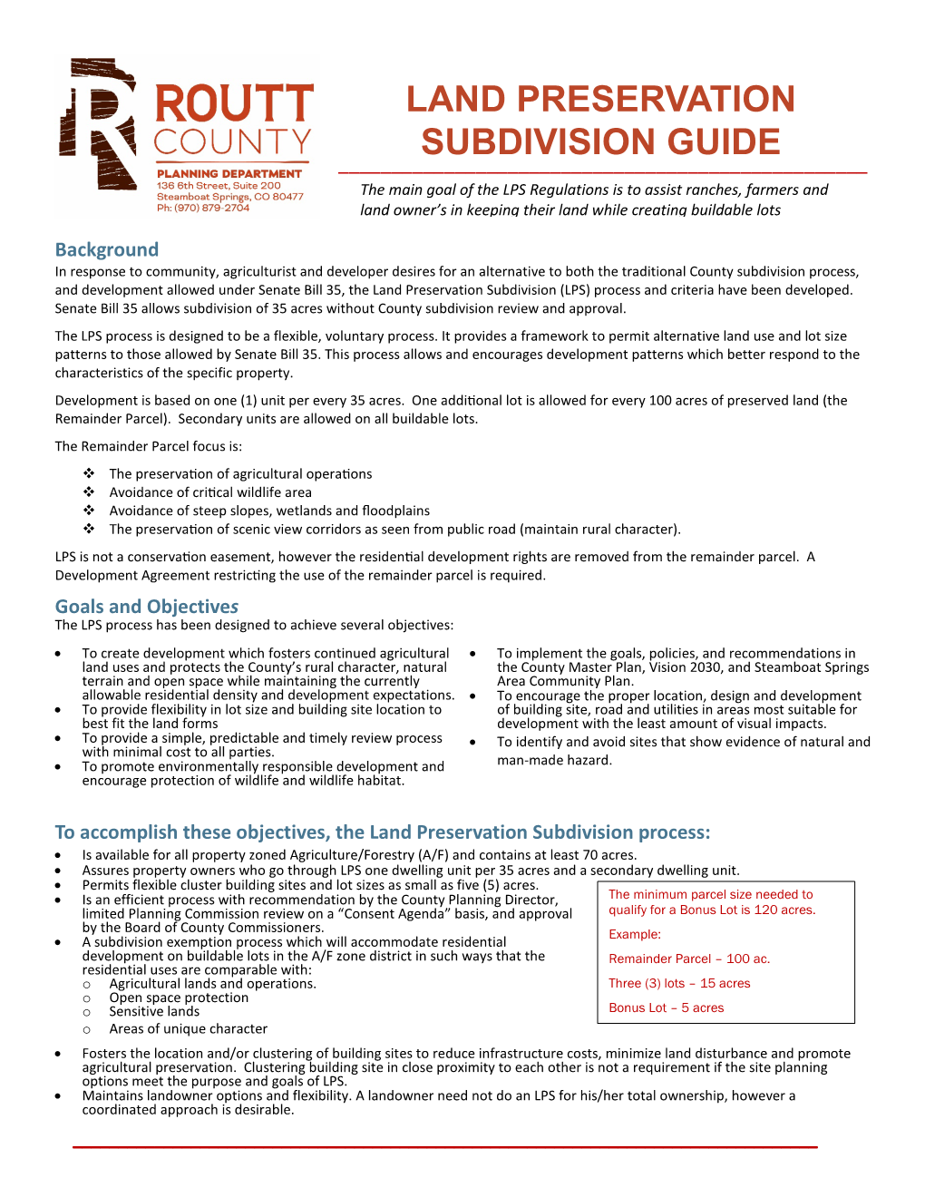 Land Preservation Subdivision Guide