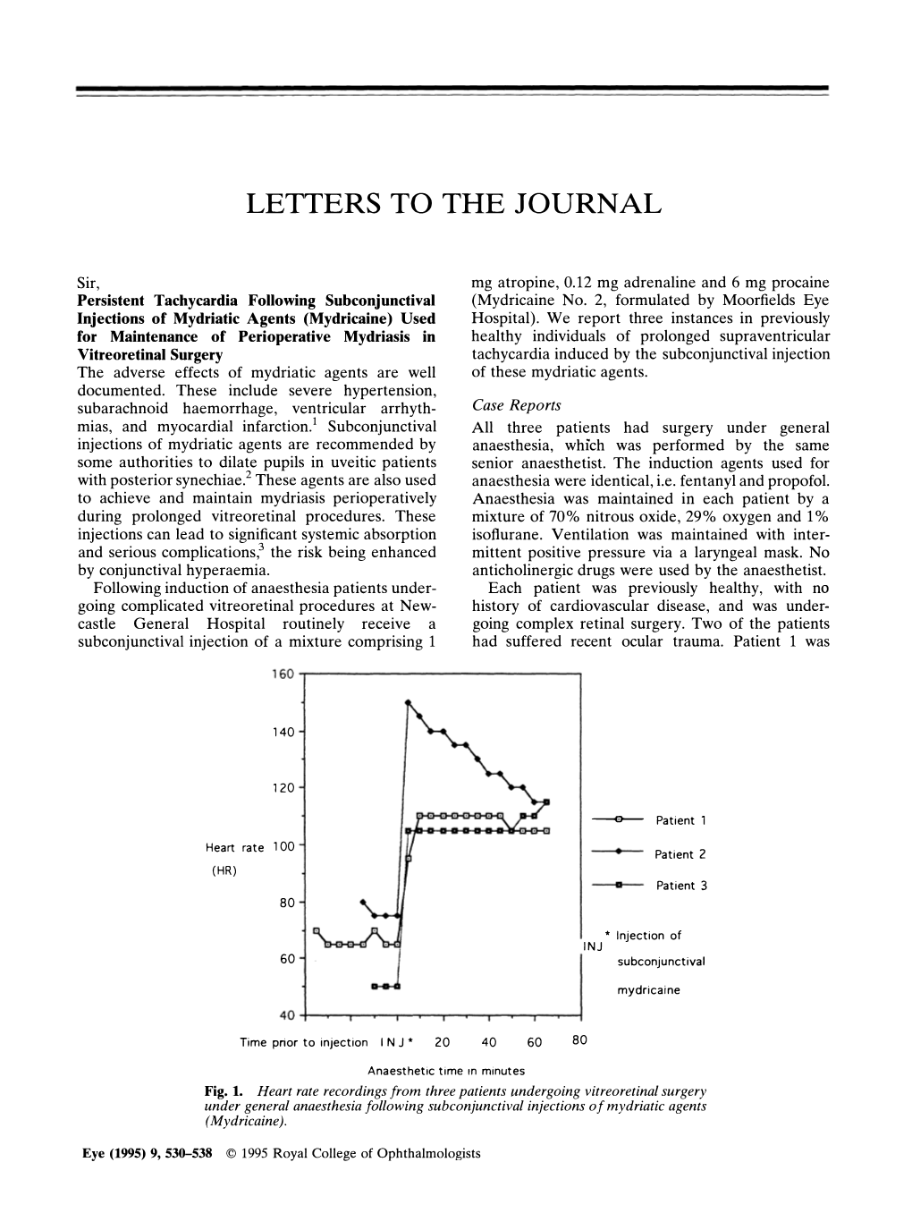 Persistent Tachycardia Following Subconjunctival Injections Of