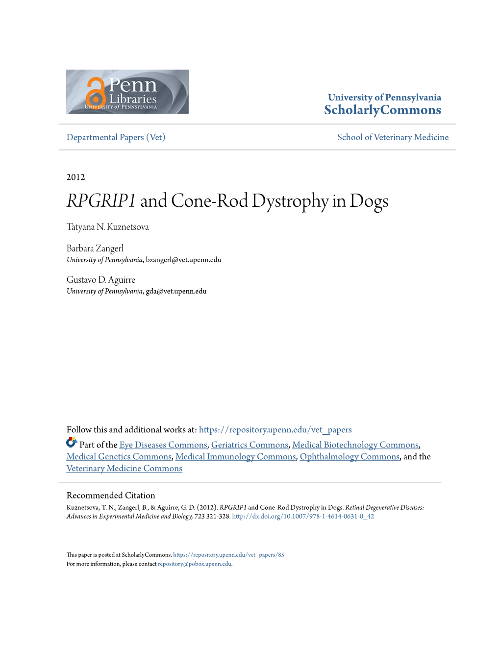 &lt;Em&gt;RPGRIP1&lt;/Em&gt; and Cone-Rod Dystrophy in Dogs