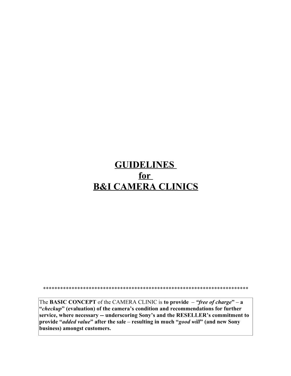 B&I Camera Clinics