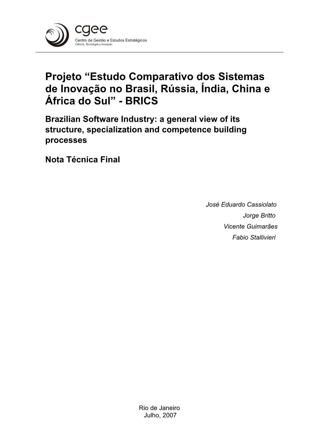 BRICS Brazilian Software Industry
