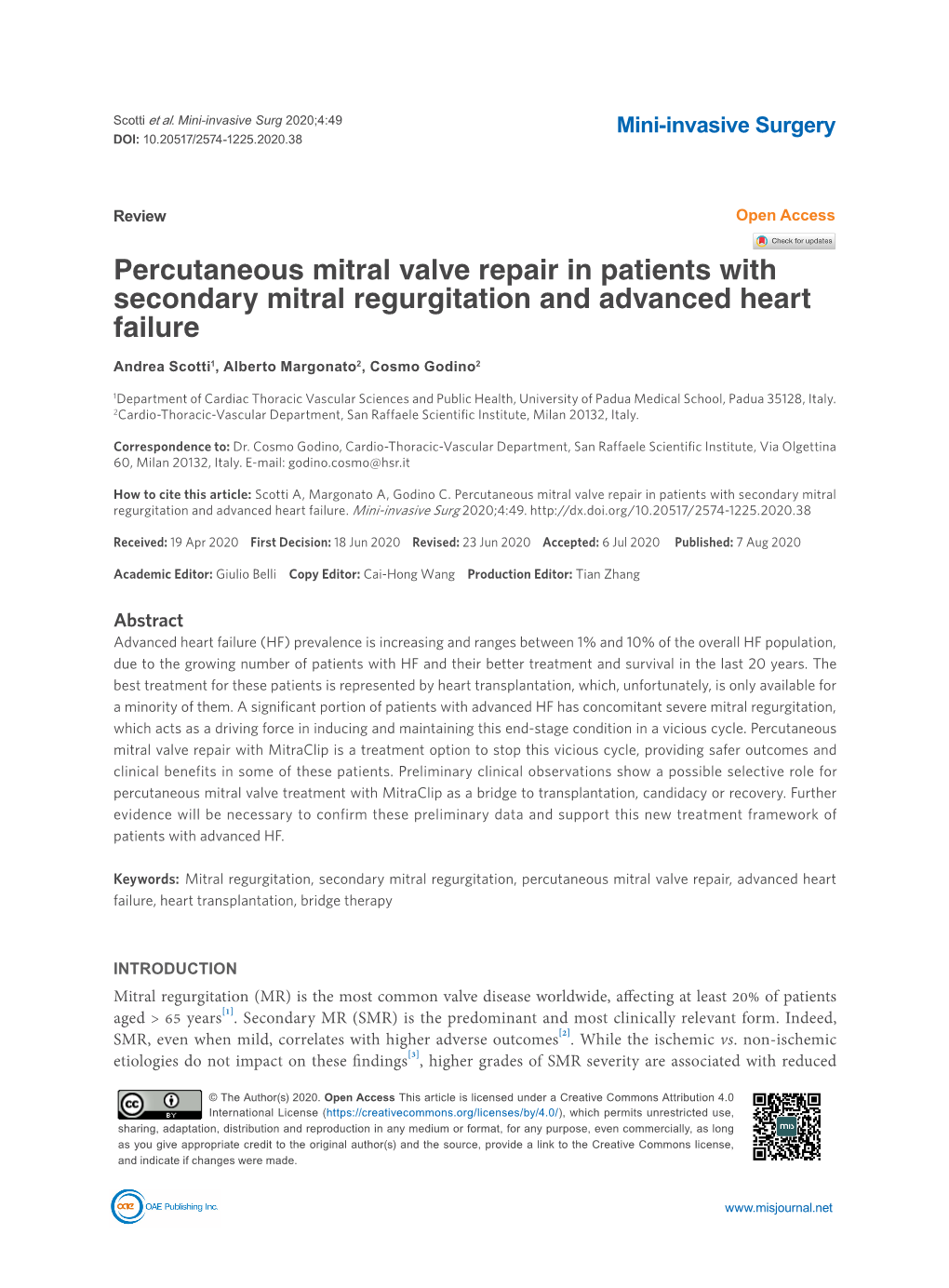 Percutaneous Mitral Valve Repair in Patients with Secondary Mitral Regurgitation and Advanced Heart Failure