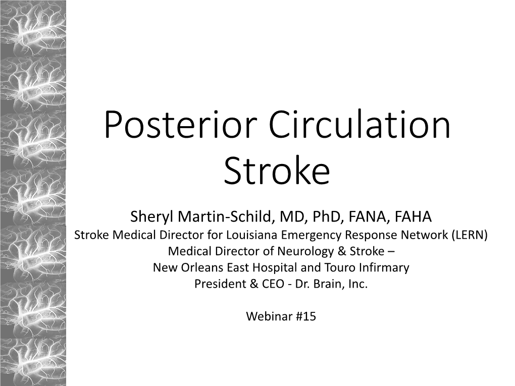 Posterior Circulation Stroke