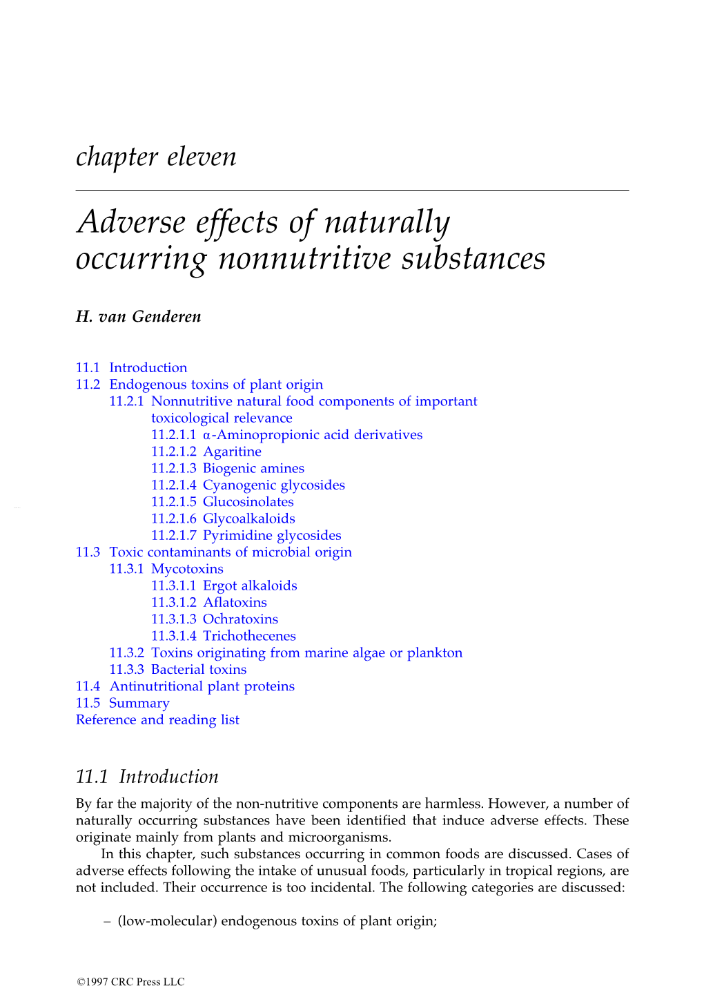 Chapter 11: Adverse Effects of Naturally Occurring Nonnutritive Substances