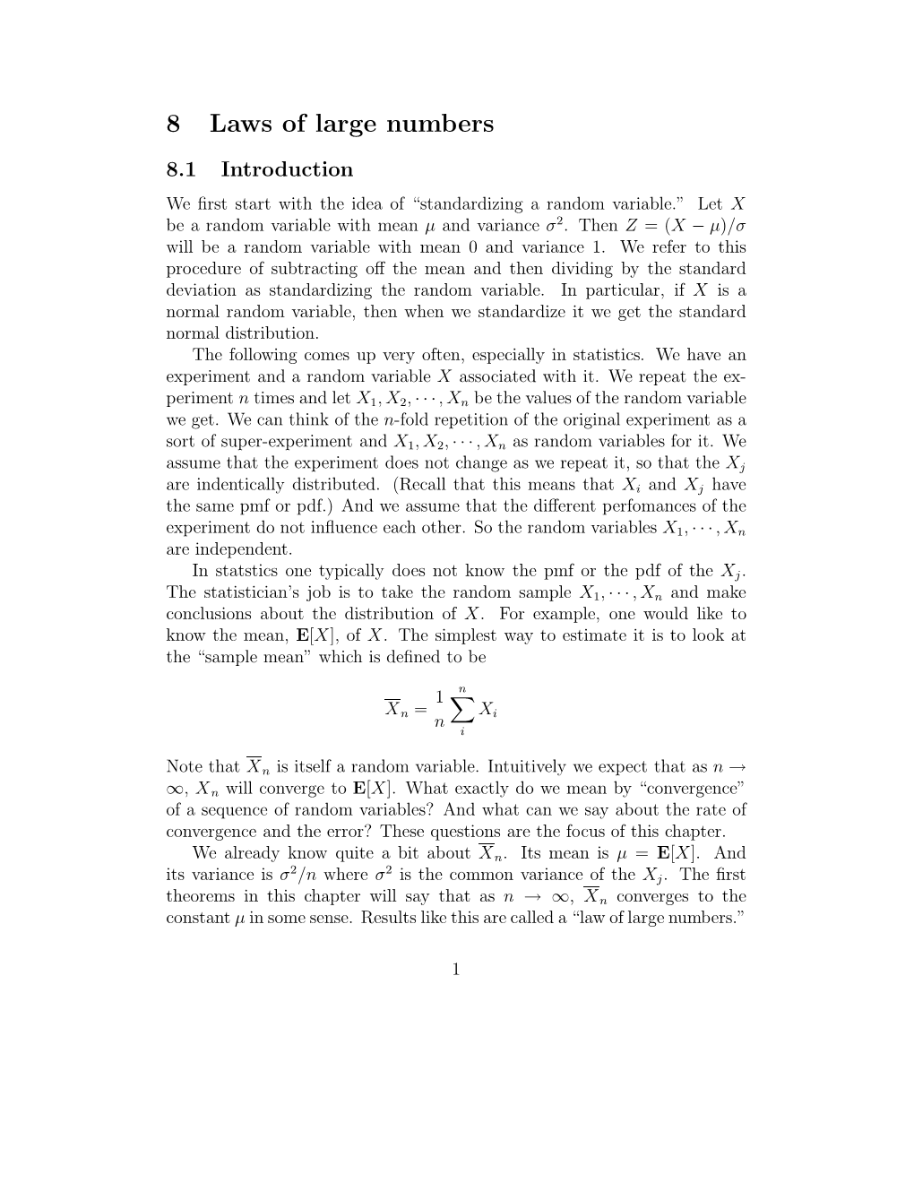 8 Laws of Large Numbers