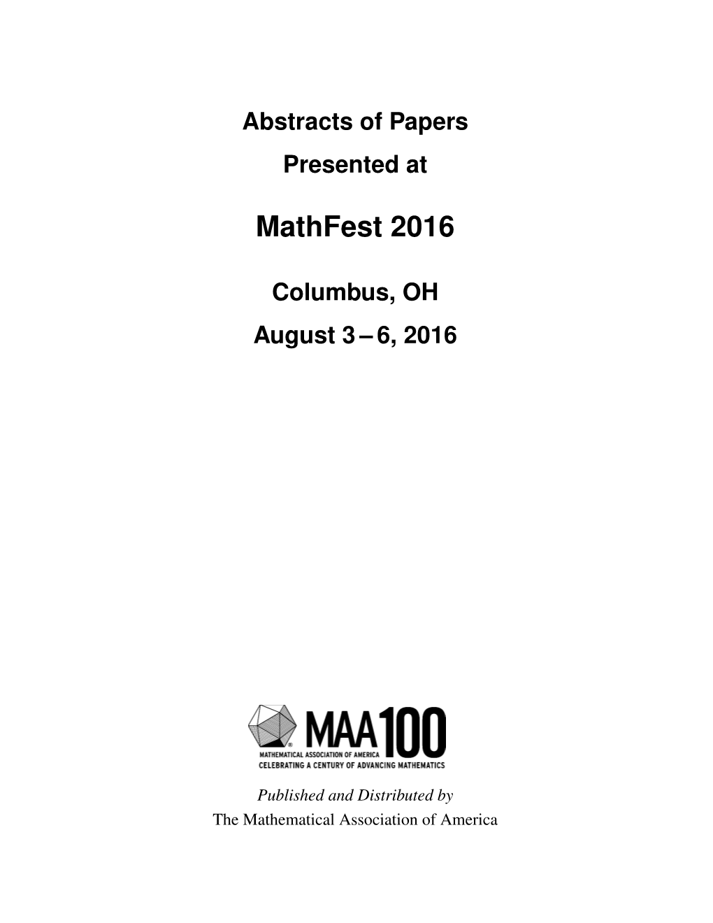 Mathfest 2016
