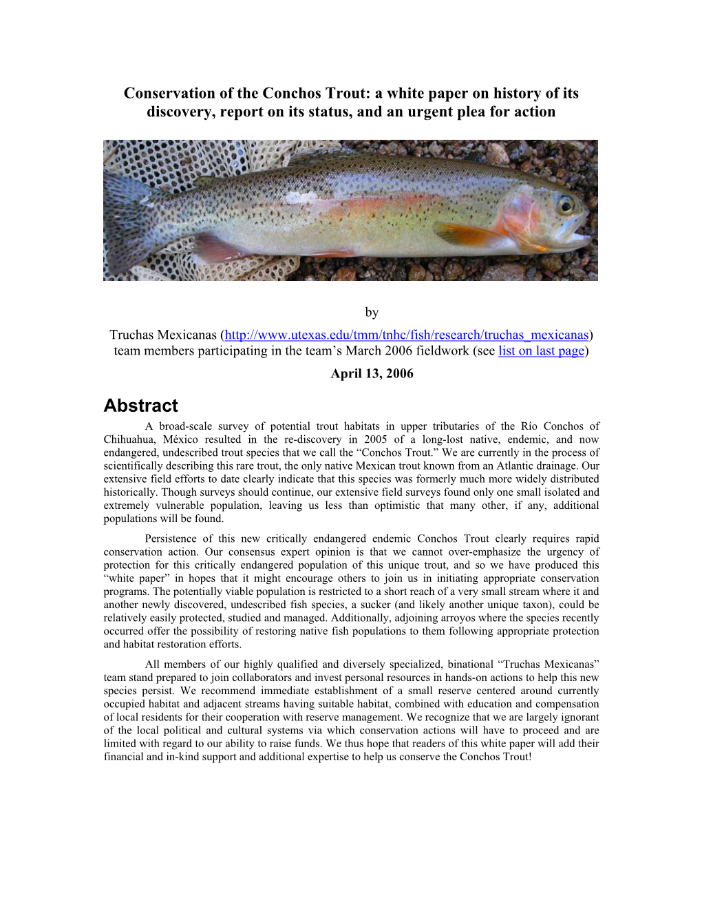 Conchos Trout White Paper