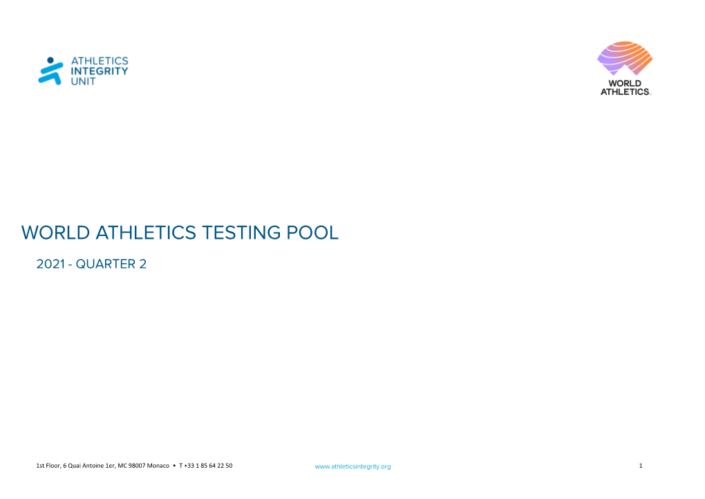 World Athletics Testing Pool