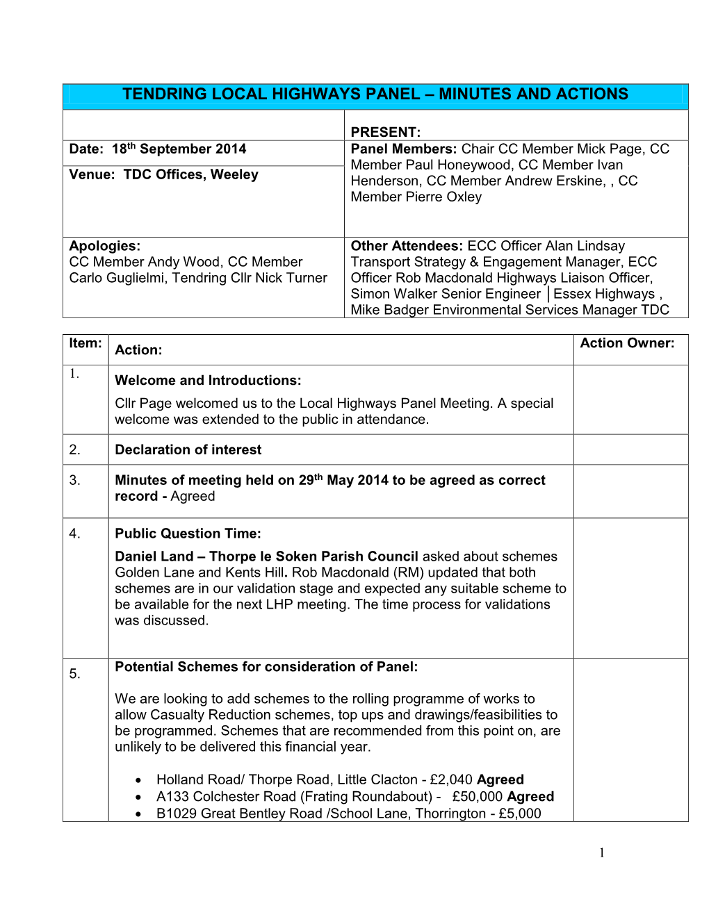 Colchester Local Highways Panel