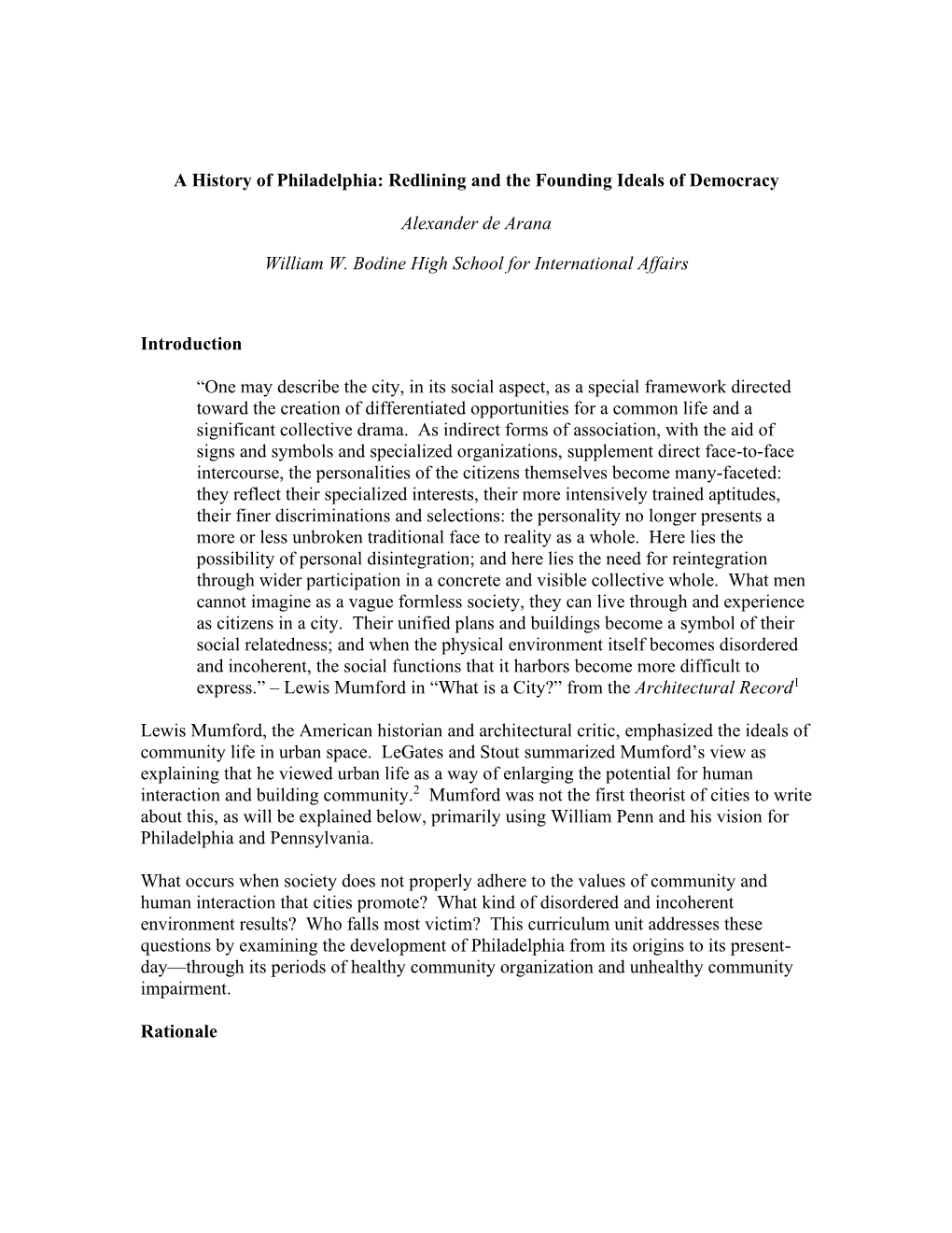 A History of Philadelphia: Redlining and the Founding Ideals of Democracy