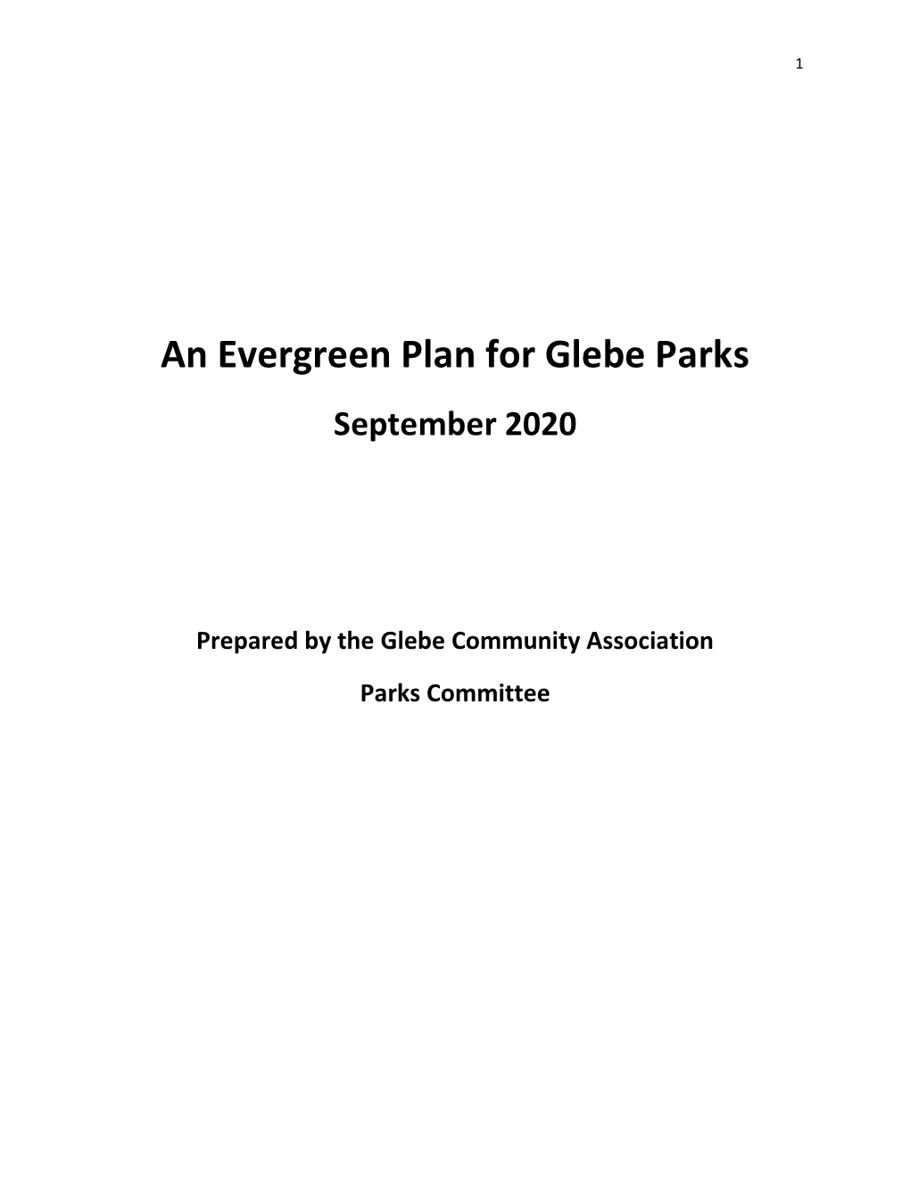 An Evergreen Plan for Glebe Parks September 2020