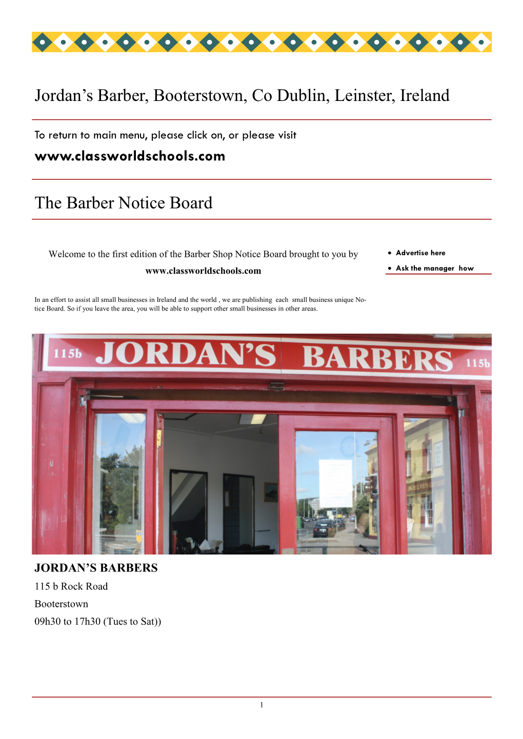 Jordan's Barber, Booterstown, Co Dublin, Leinster, Ireland