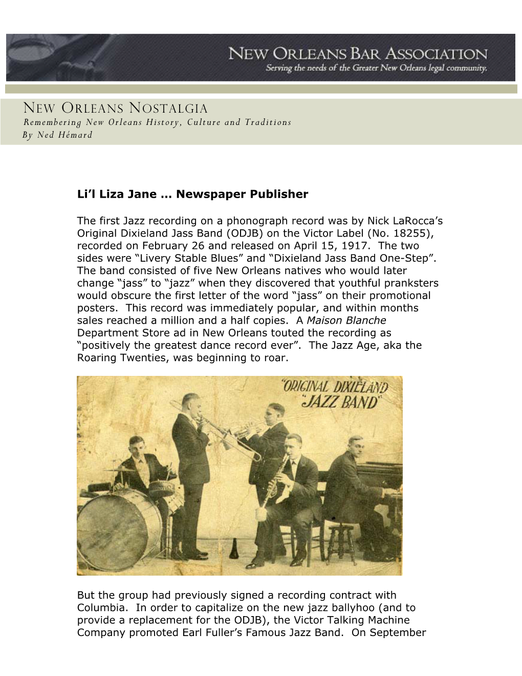 NEW ORLEANS NOSTALGIA Remembering New Orleans History, Culture and Traditions by Ned Hémard