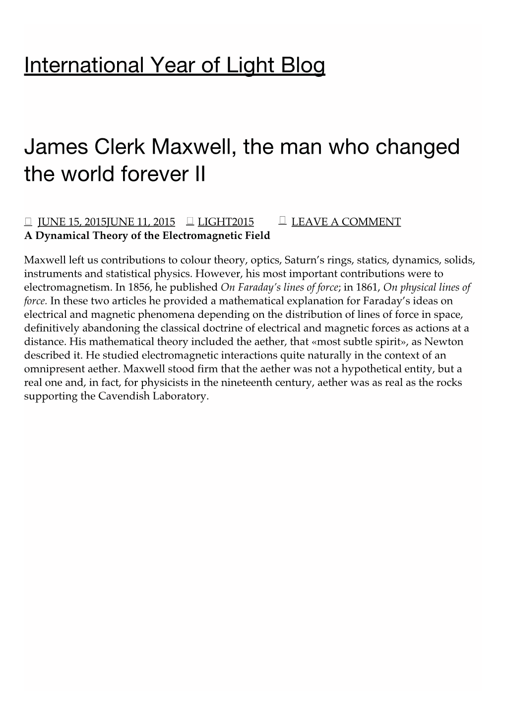 International Year of Light Blog James Clerk Maxwell, the Man Who