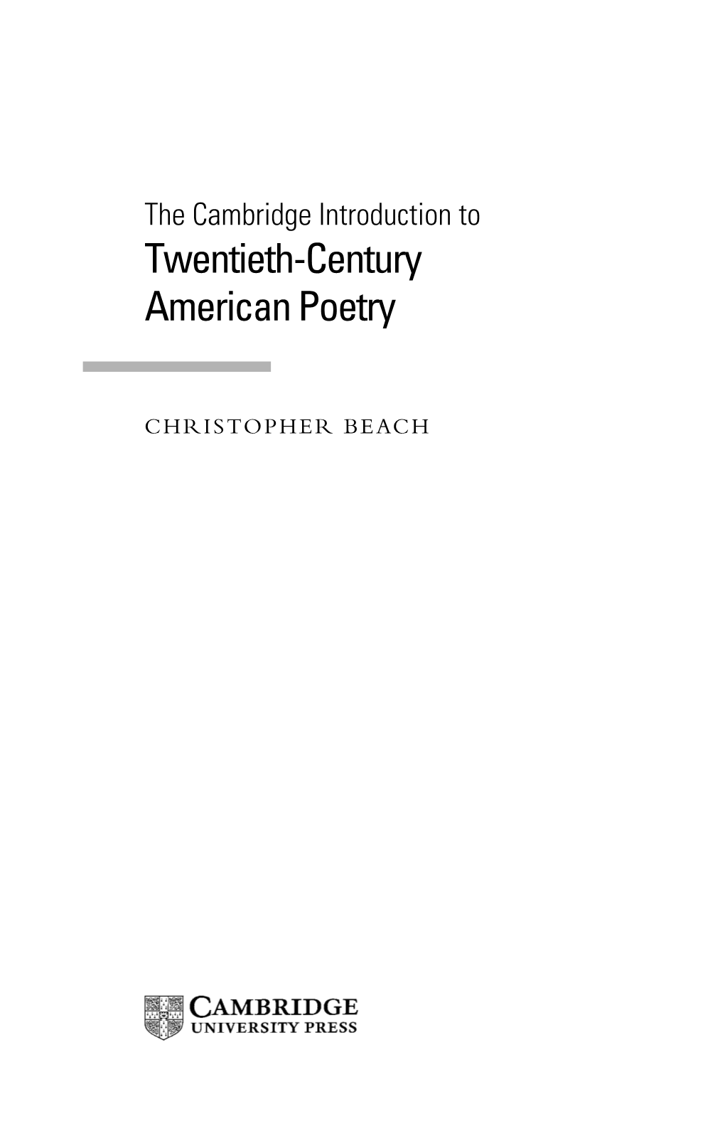 Twentieth-Century American Poetry