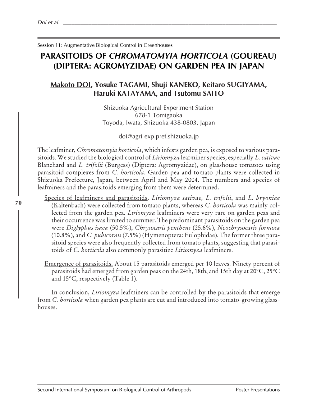 International Symposium on Biological Control of Arthropods 2005