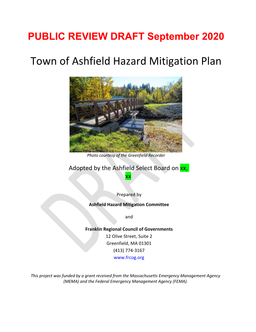 Town of Ashfield Hazard Mitigation Plan