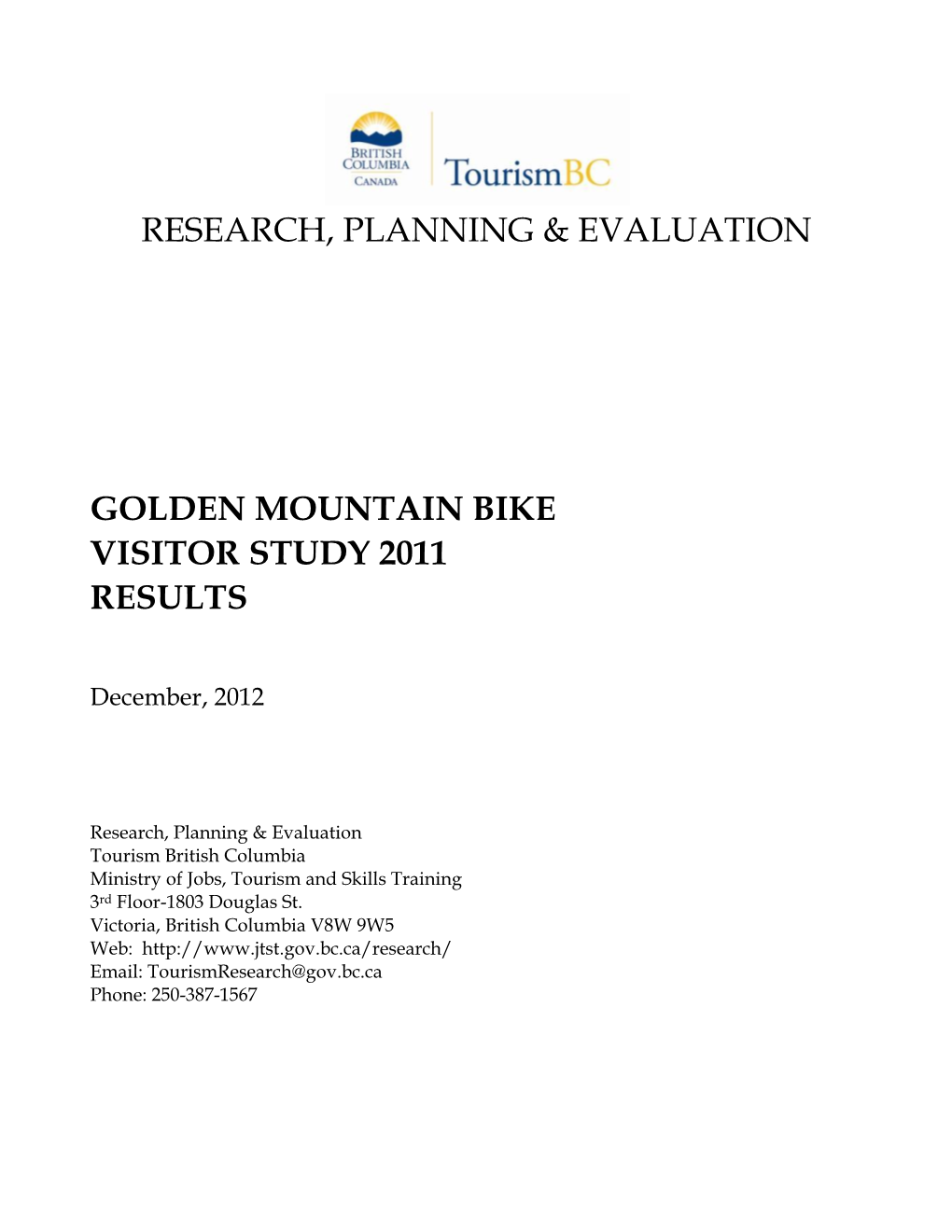 Rossland Mountain Bike Visitor Study 2011