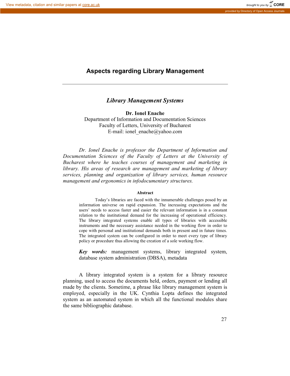 Library Management Systems