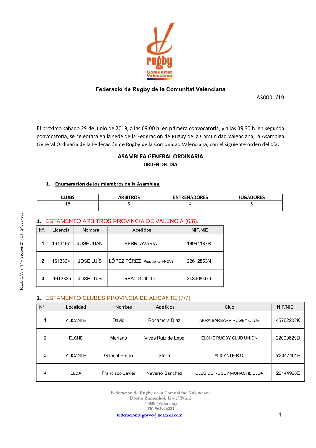 As0001/19 Asamblea General Ordinaria