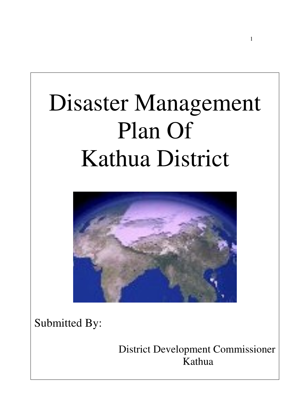 Disaster Management Plan of Kathua District