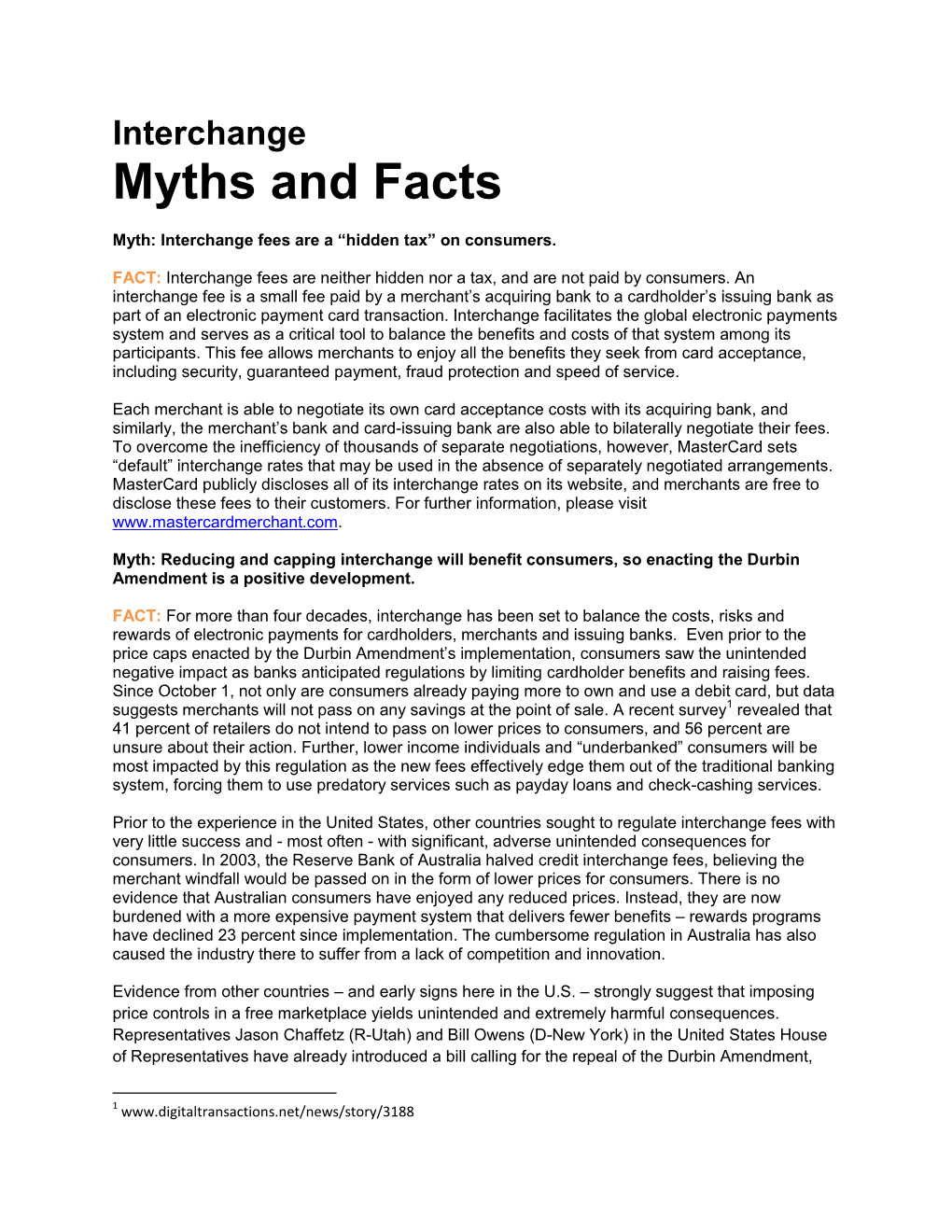 Myths and Facts