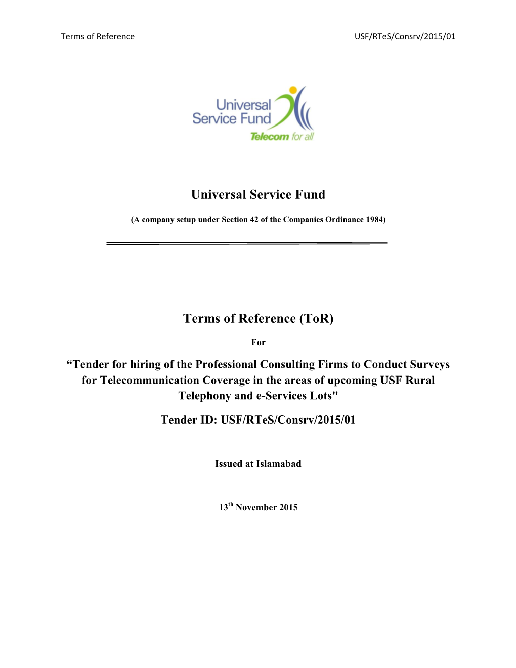 Universal Service Fund Terms of Reference (Tor)