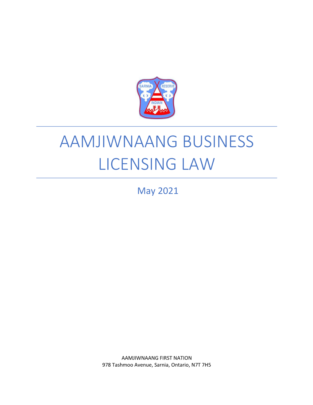 Aamjiwnaang Business Licensing Law