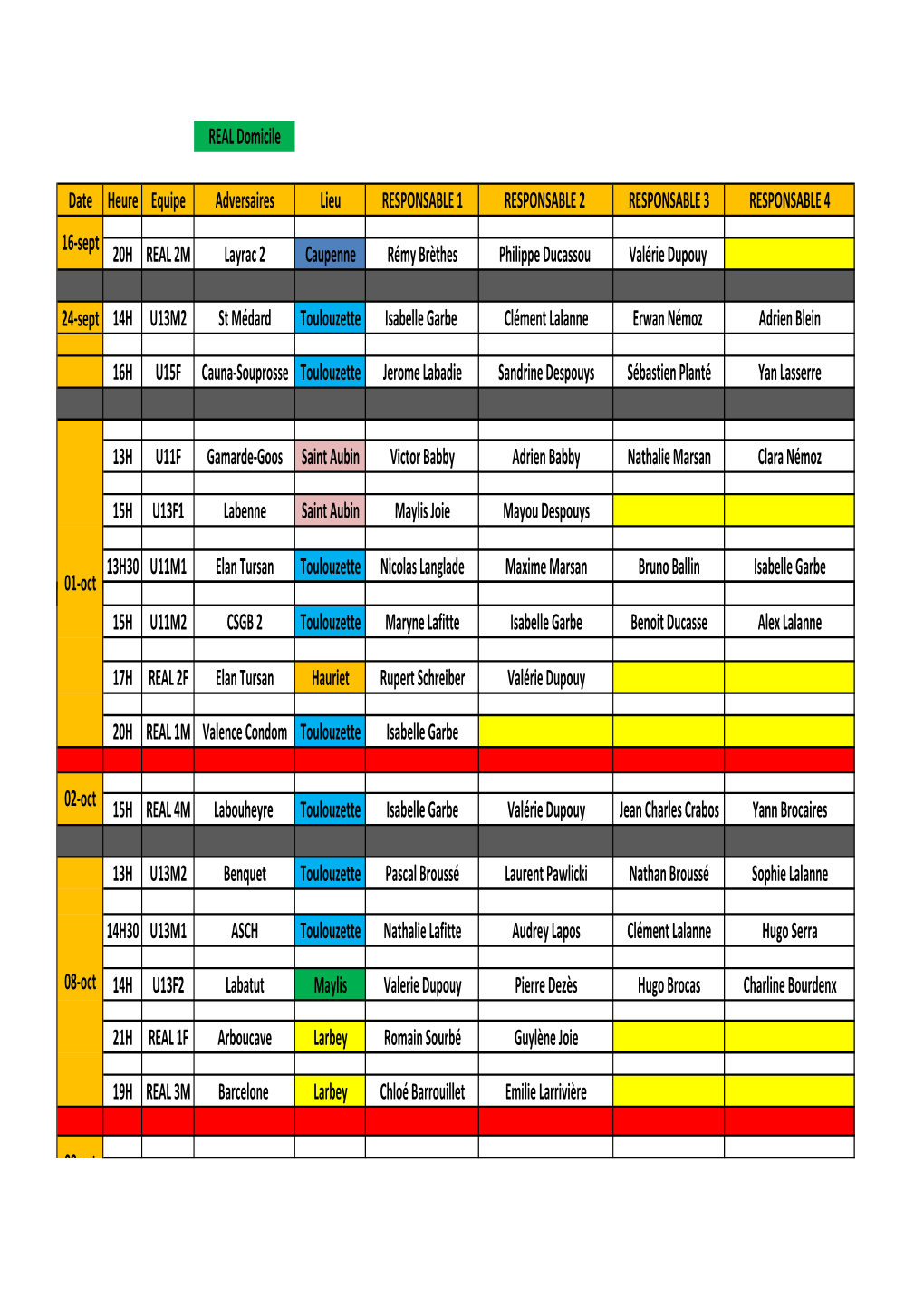 Planning Sept-Oct 2016