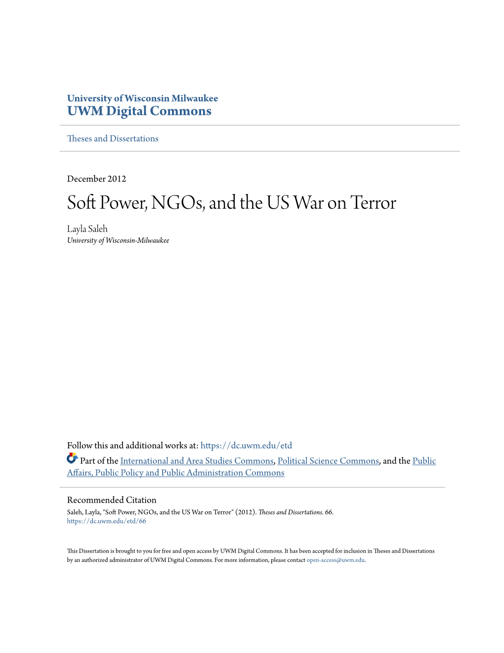 Soft Power, Ngos, and the Us War on Terror