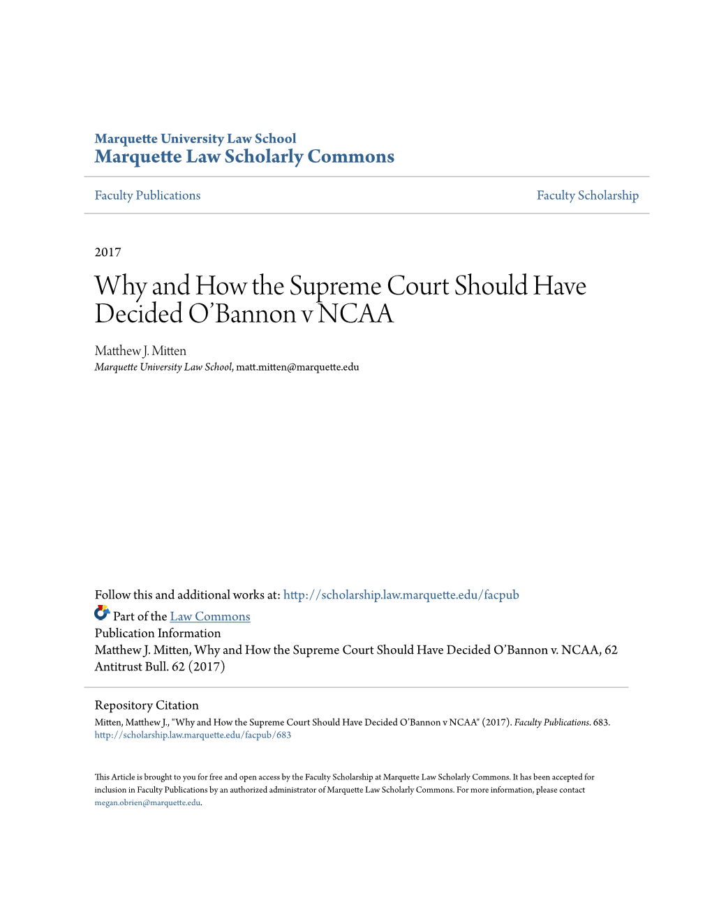 Why and How the Supreme Court Should Have Decided O'bannon V