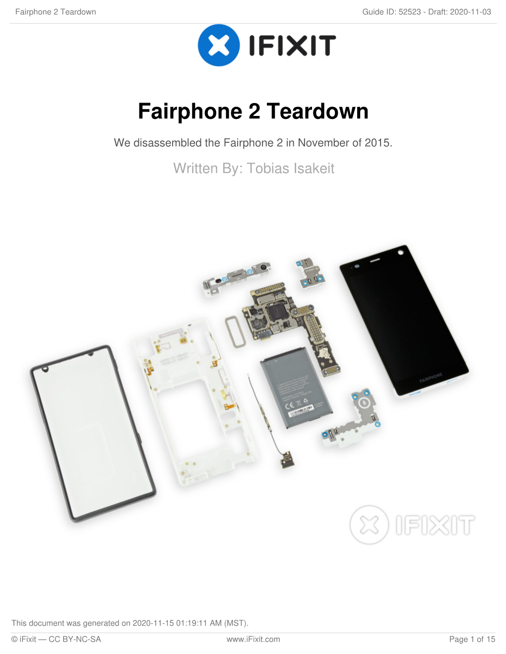 Fairphone 2 Teardown Guide ID: 52523 - Draft: 2020-11-03