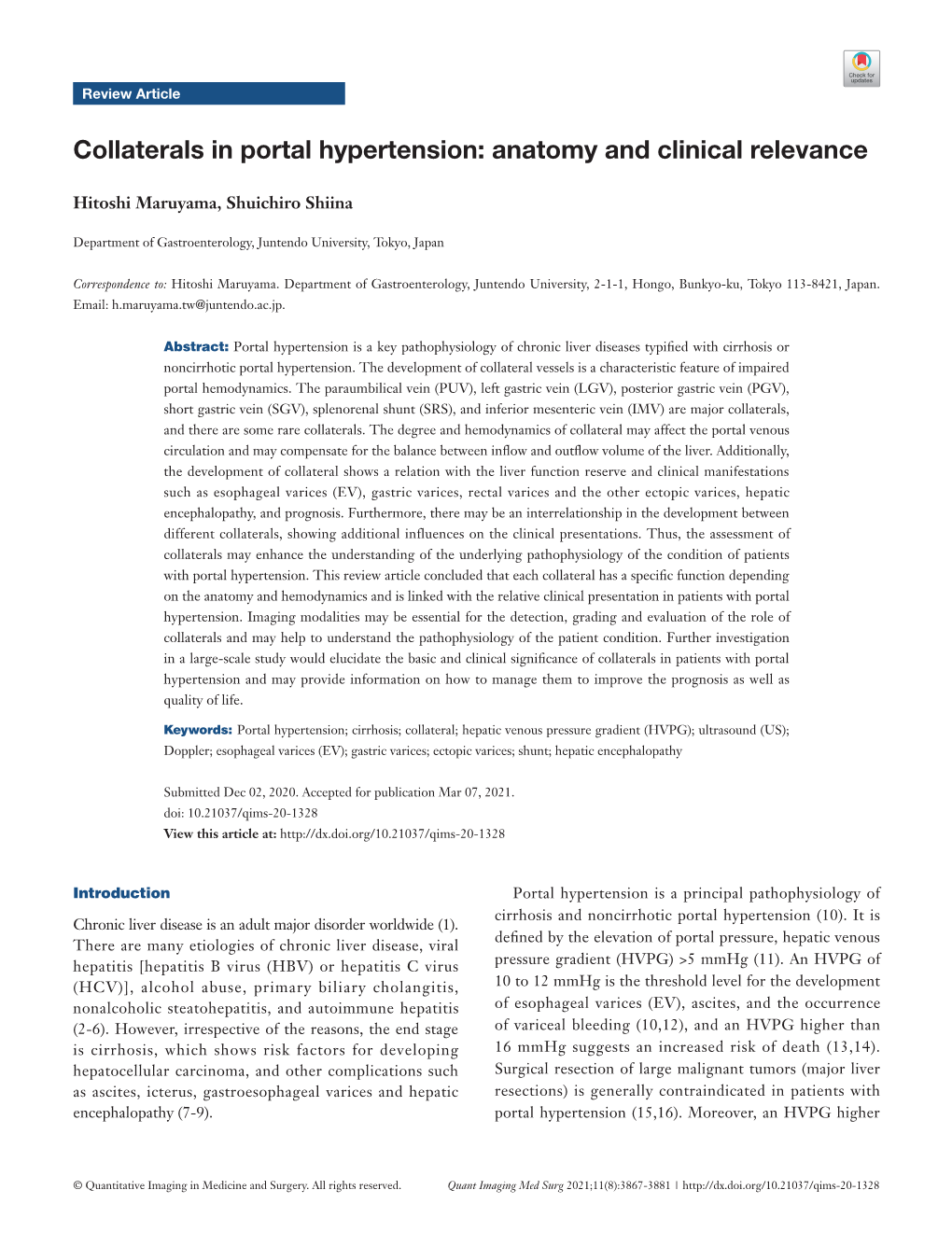 Collaterals in Portal Hypertension: Anatomy and Clinical Relevance