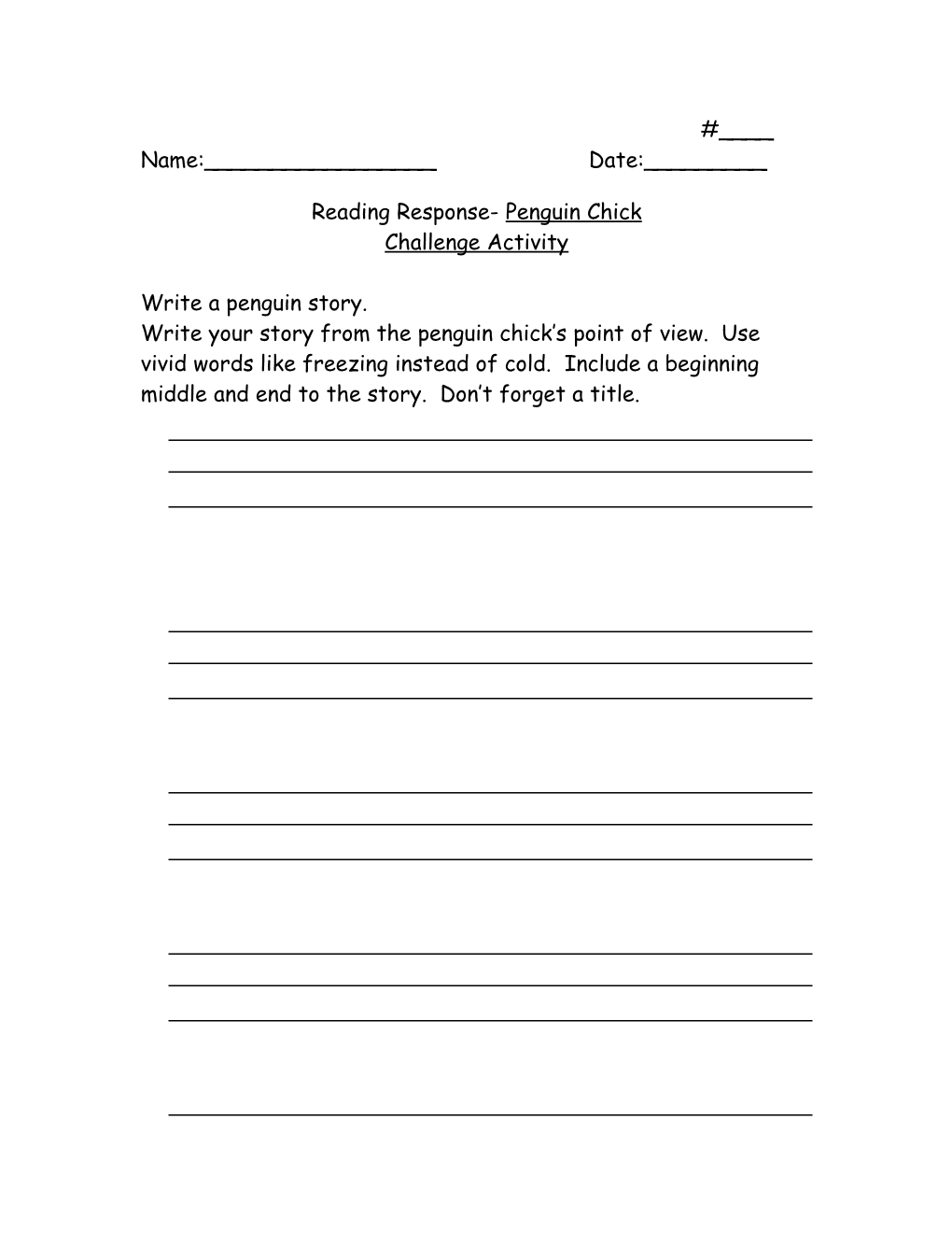 Reading Response- Penguin Chick