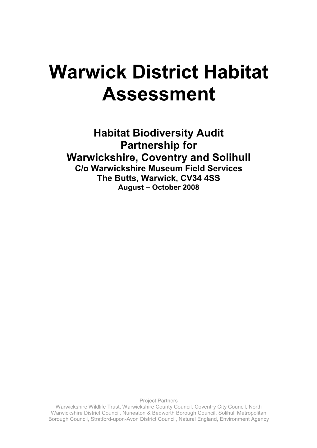 Warwick District Habitat Assessment