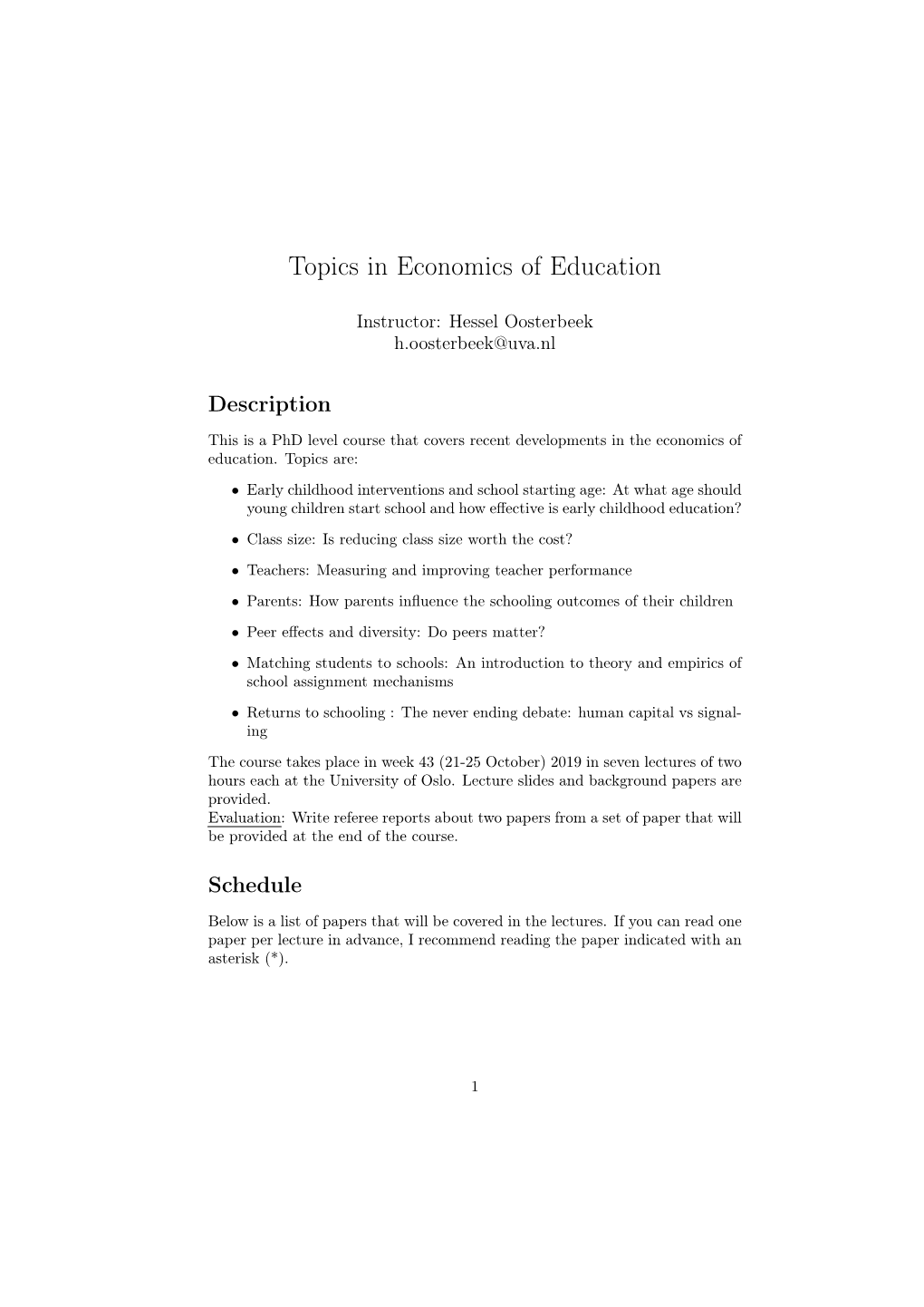 Economics of Education