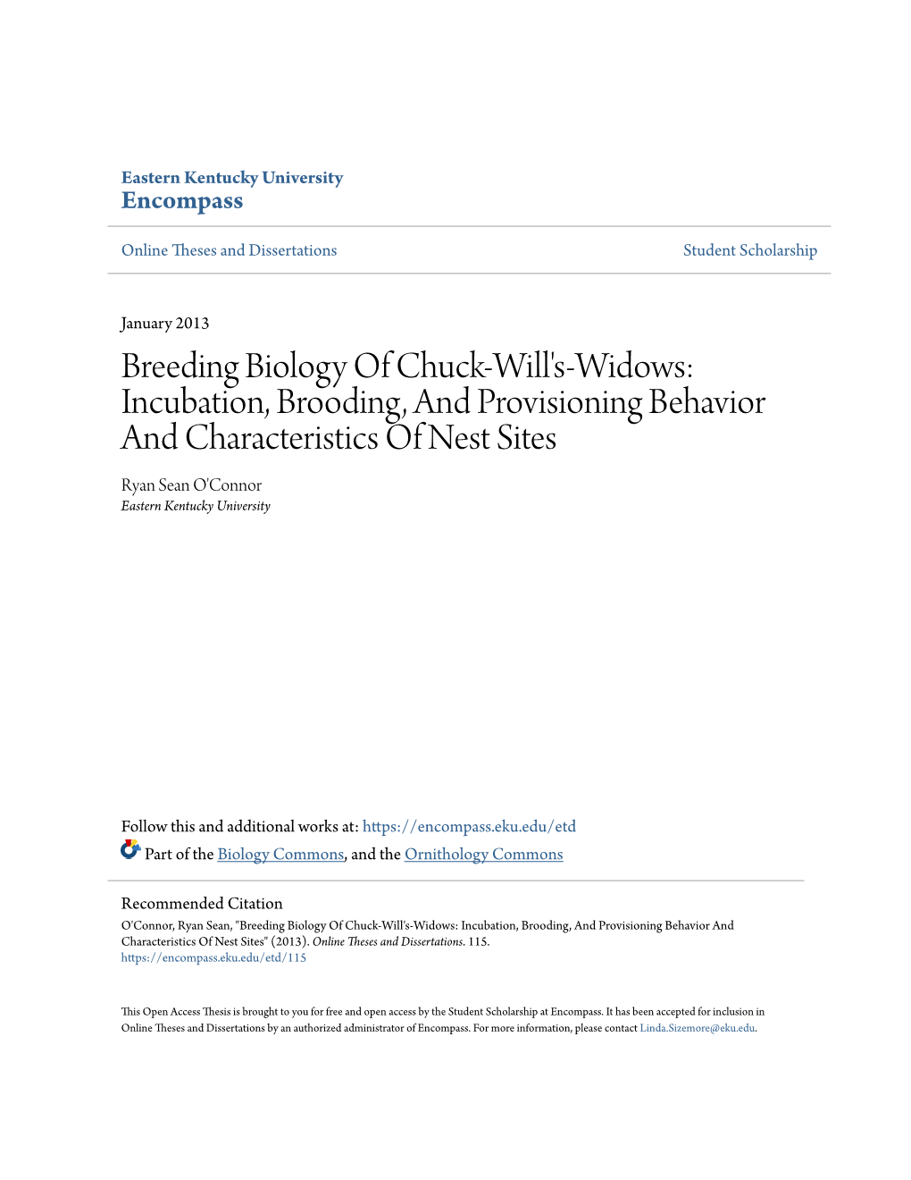 Breeding Biology of Chuck-Will's-Widows