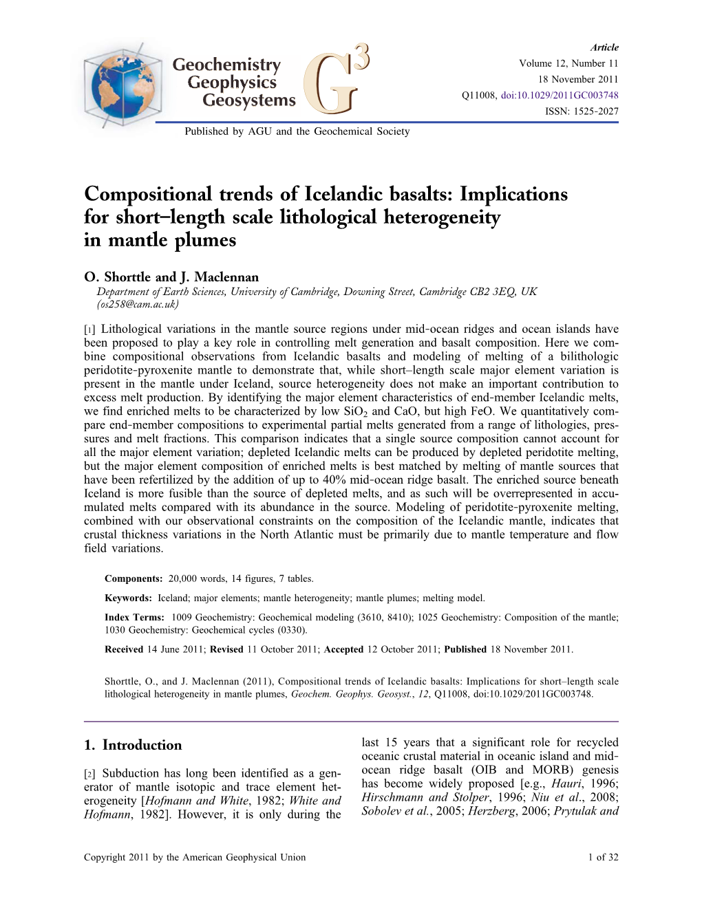 Compositional Trends of Icelandic Basalts: Implications for Short–Length Scale Lithological Heterogeneity in Mantle Plumes