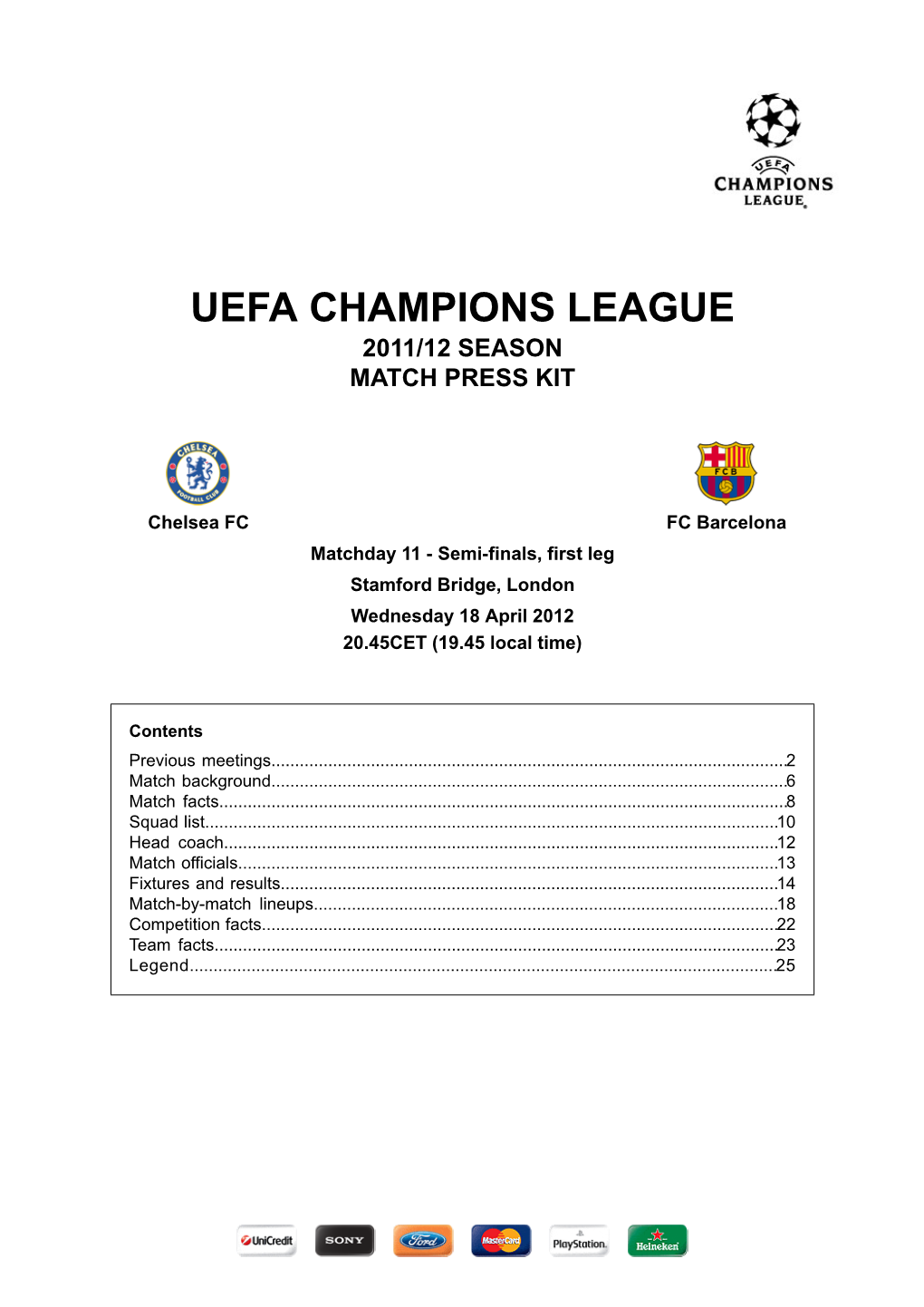 Uefa Champions League 2011/12 Season Match Press Kit