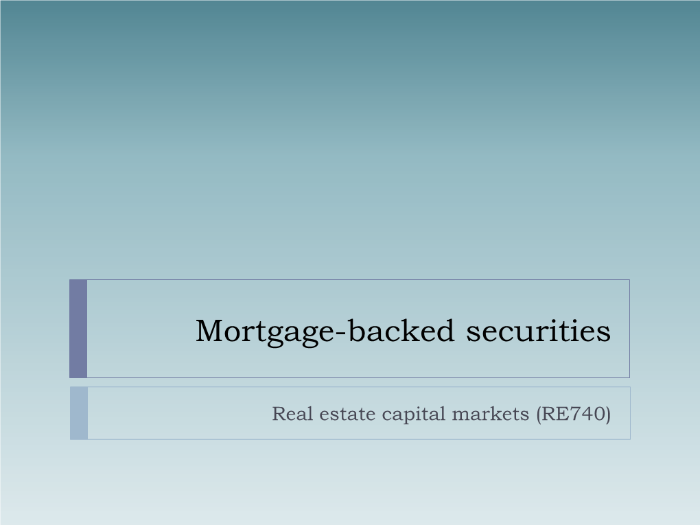 Mortgage-Backed Securities