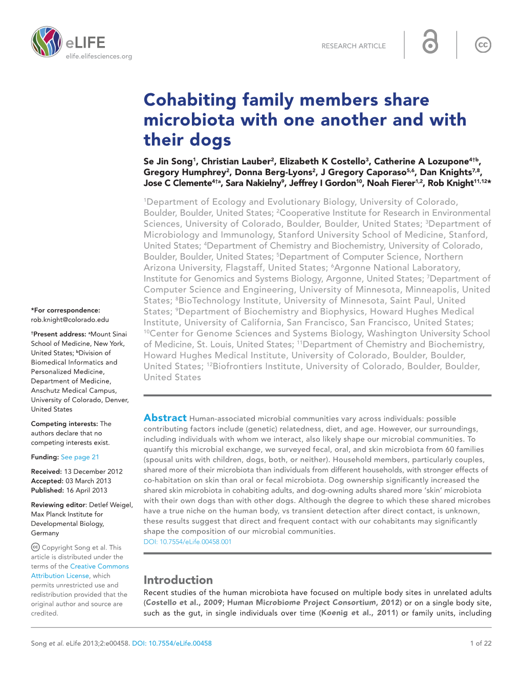 Cohabiting Family Members Share Microbiota with One Another And