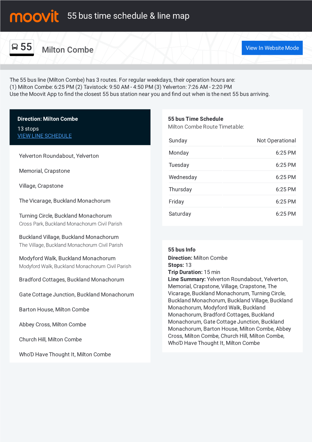 55 Bus Time Schedule & Line Route