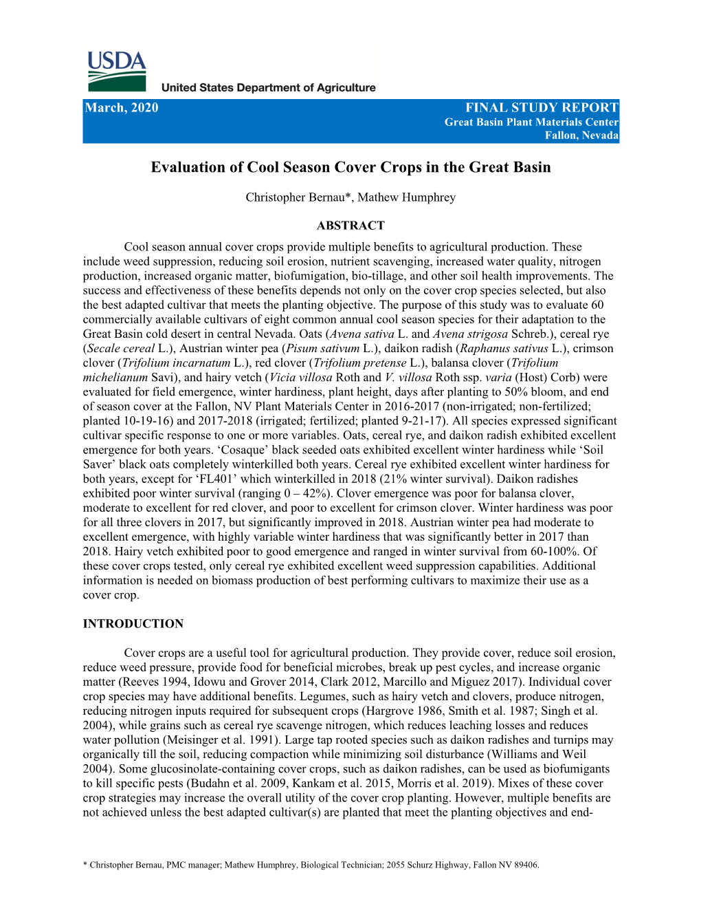 NVPMCTN20-Evaluation of Cool Season Cover Crops in the Great Basin