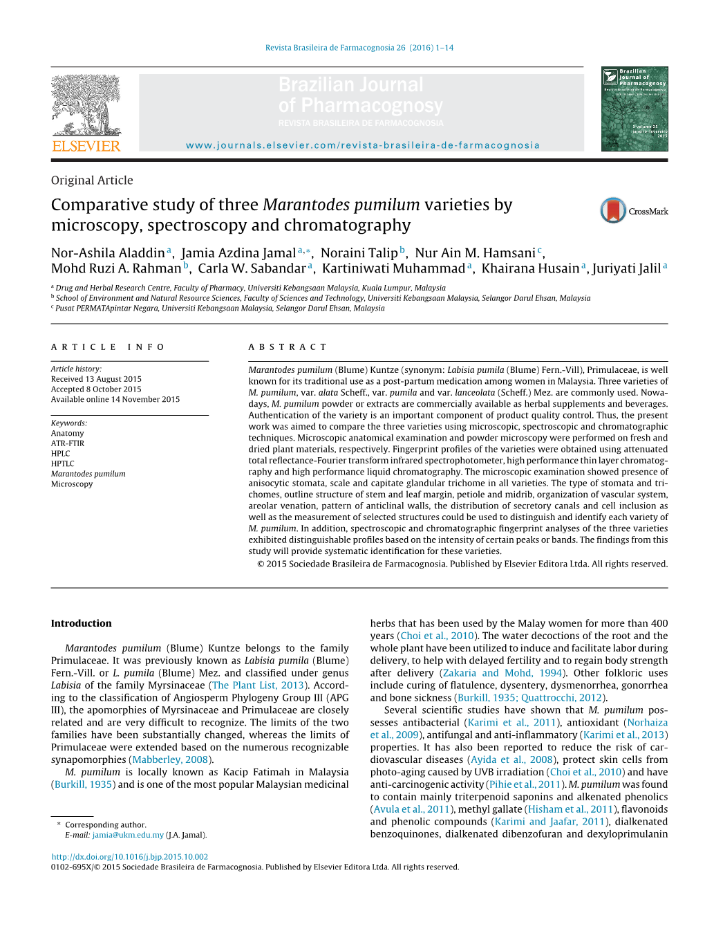 Comparative Study of Three Marantodes Pumilum Varieties By