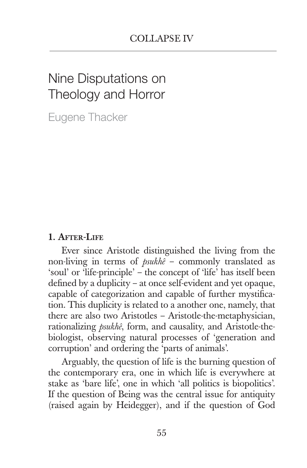 Nine Disputations on Theology and Horror Eugene Thacker