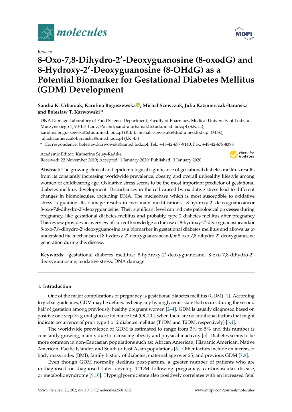 And 8-Hydroxy-2'-Deoxyguanosine (8-Ohdg)