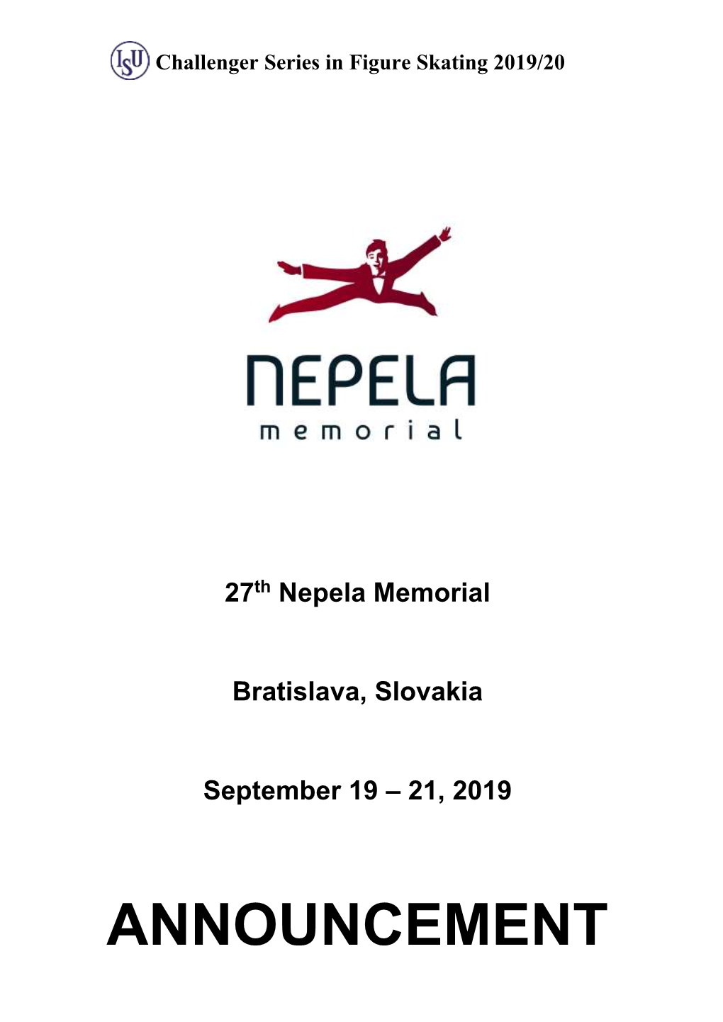 27Th Nepela Memorial Announcement