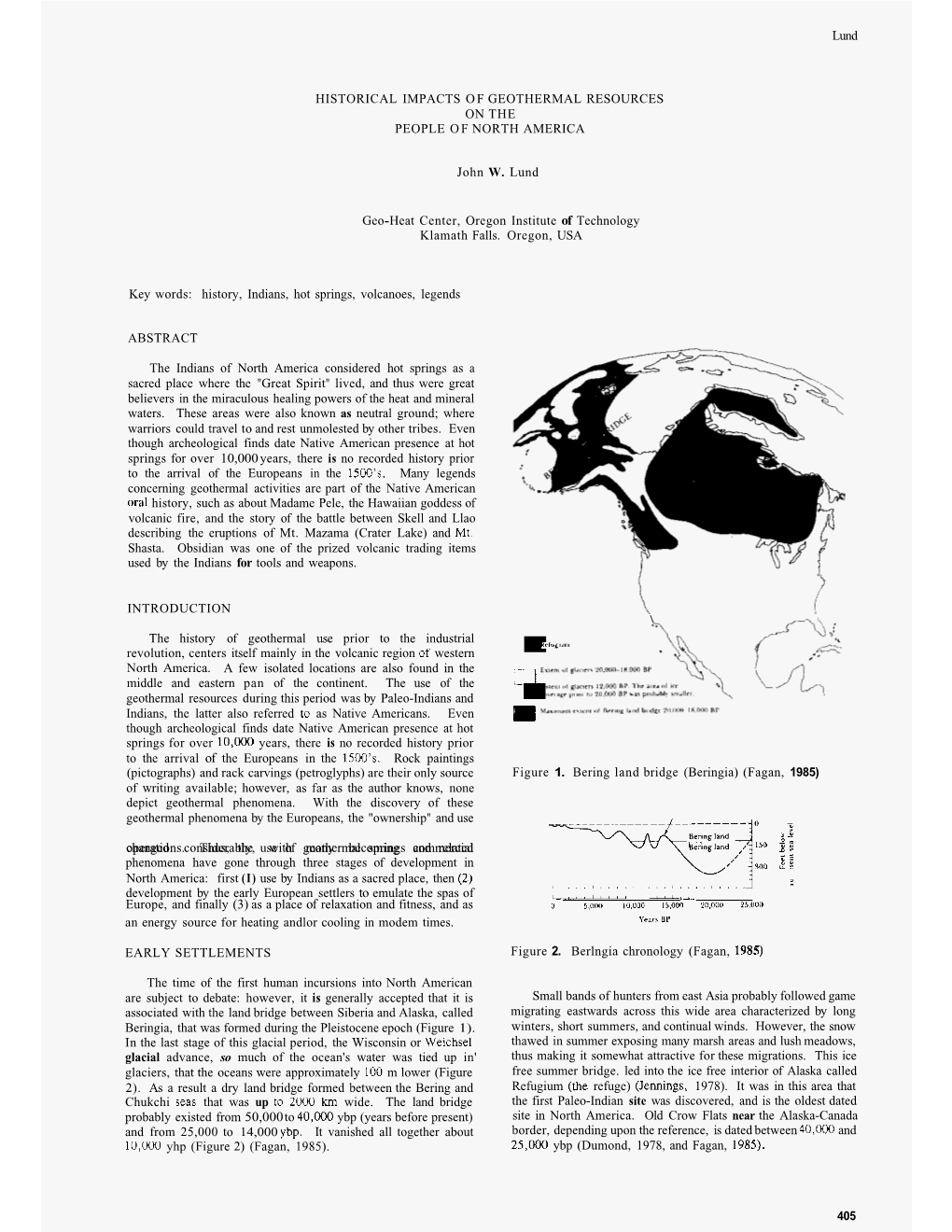 Lund HISTORICAL IMPACTS of GEOTHERMAL RESOURCES ON