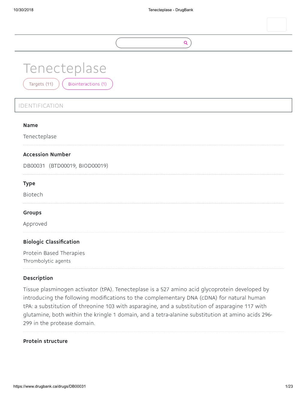 Tenecteplase - Drugbank