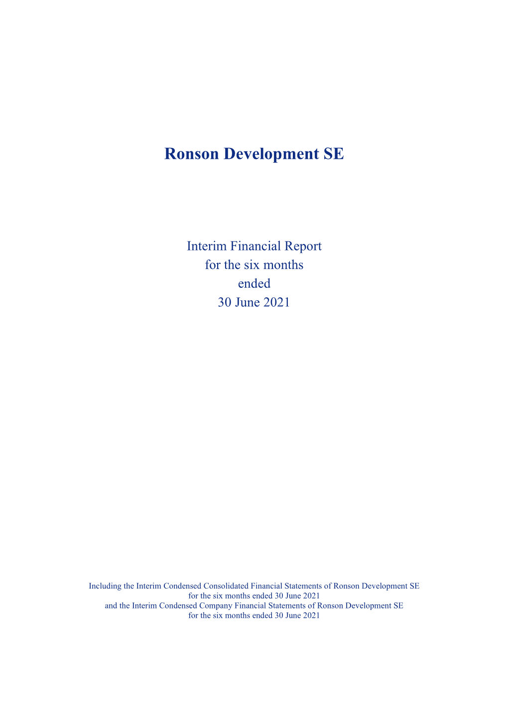 Ronson Development SE